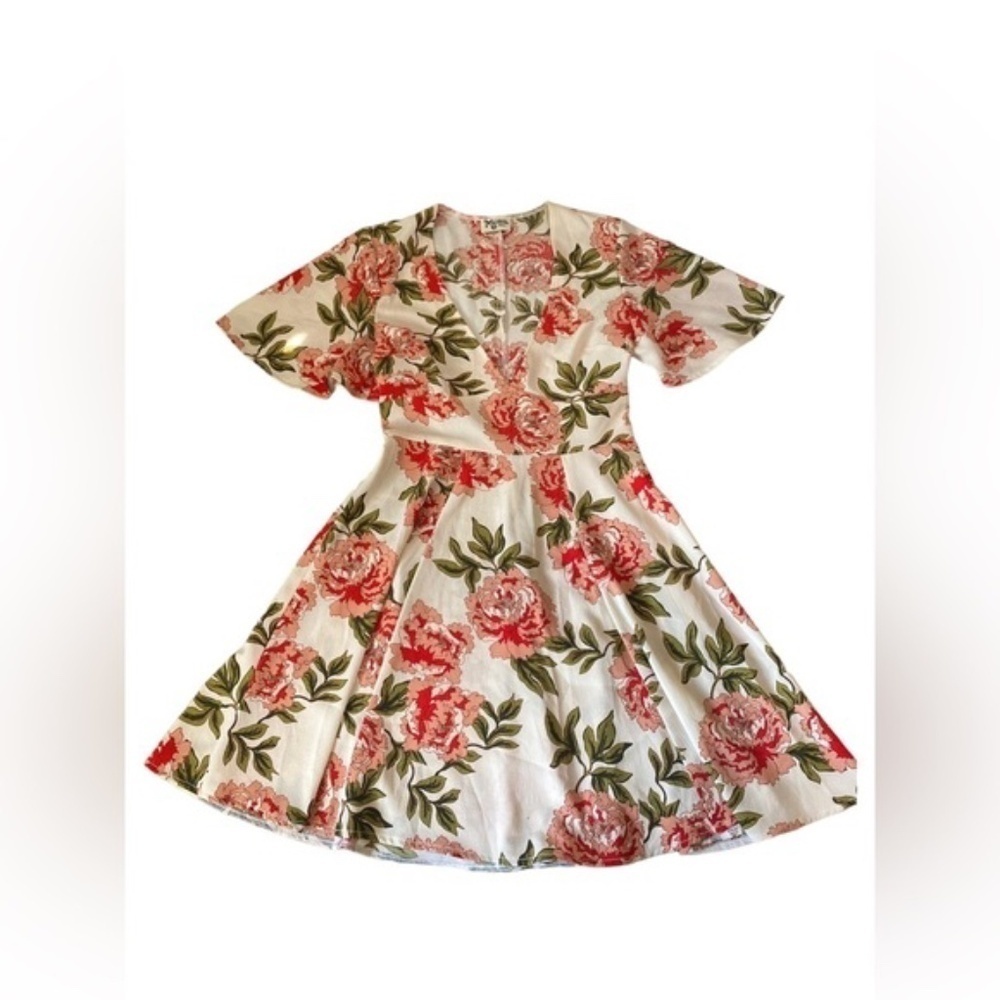 Show me Your MuMi A Line Floral Midi V Neck Dress - Picture 2 of 5